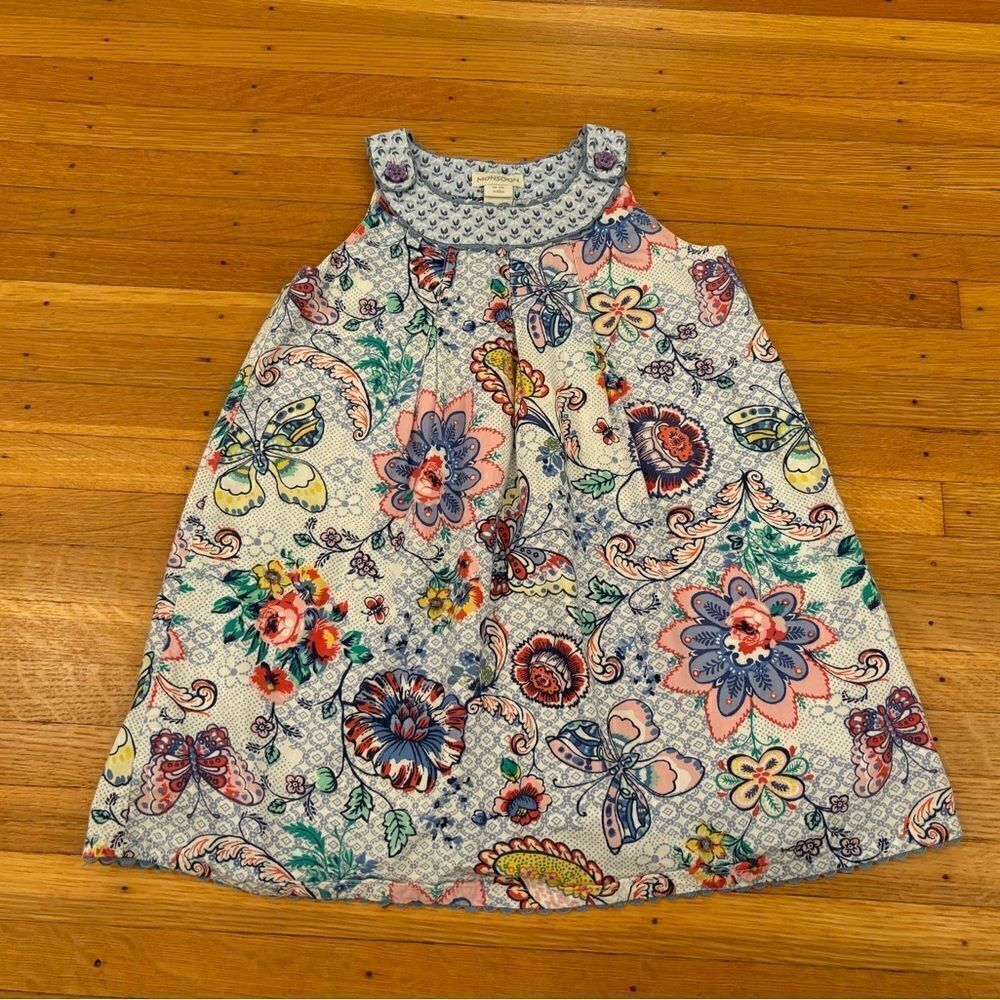 Monsoon blue/white patterned butterfly sleeveless dress